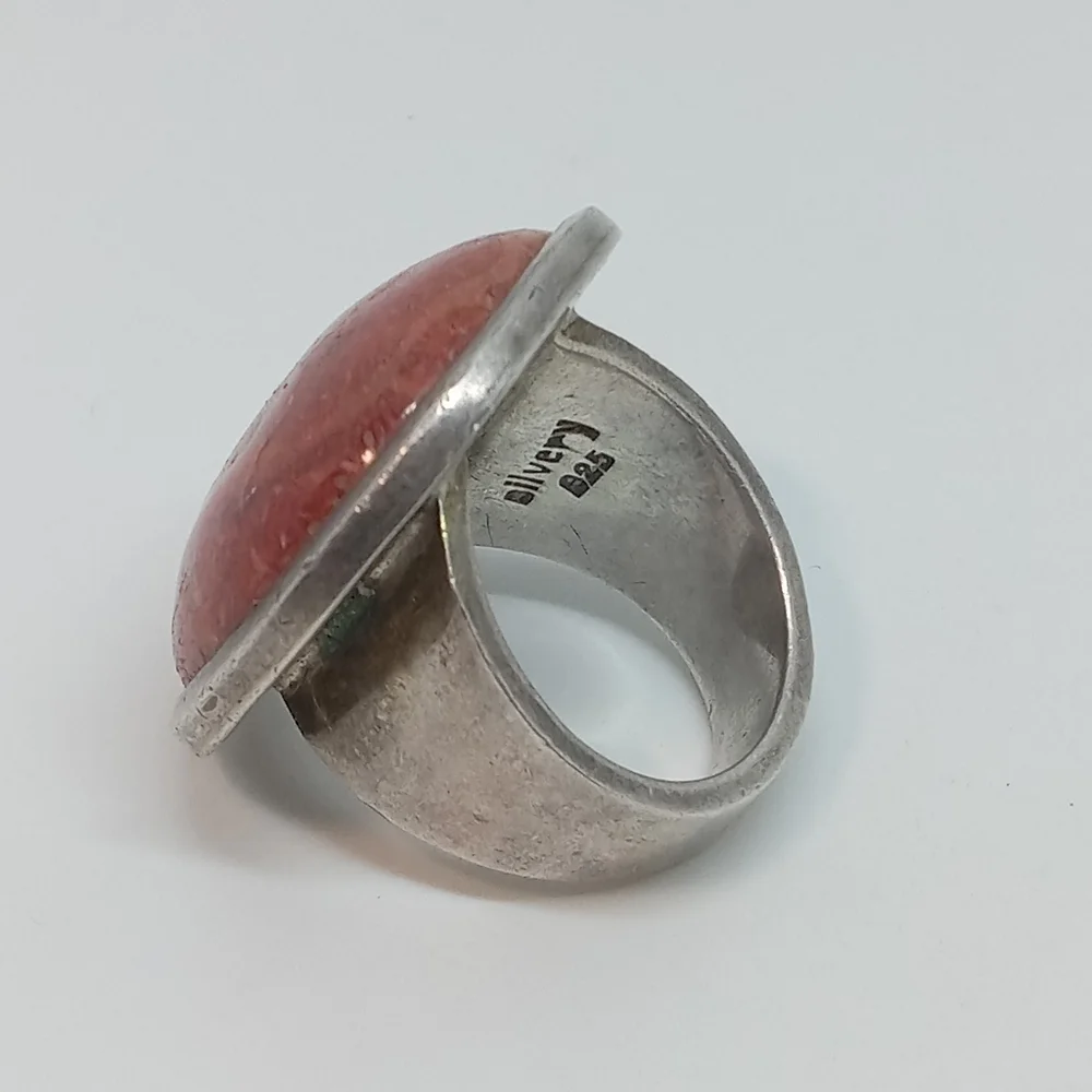 * vintage 925 red sponge coral ring size 6.5 signed 